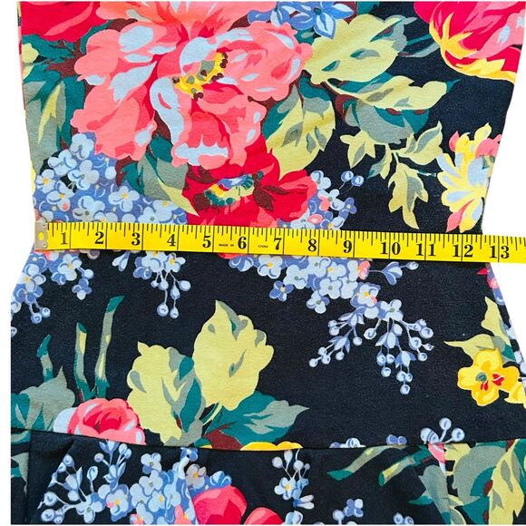 1980s Betsey Johnson Punk Label Dress Black Floral Size S or M Off the Shoulder - Picture 10 of 14